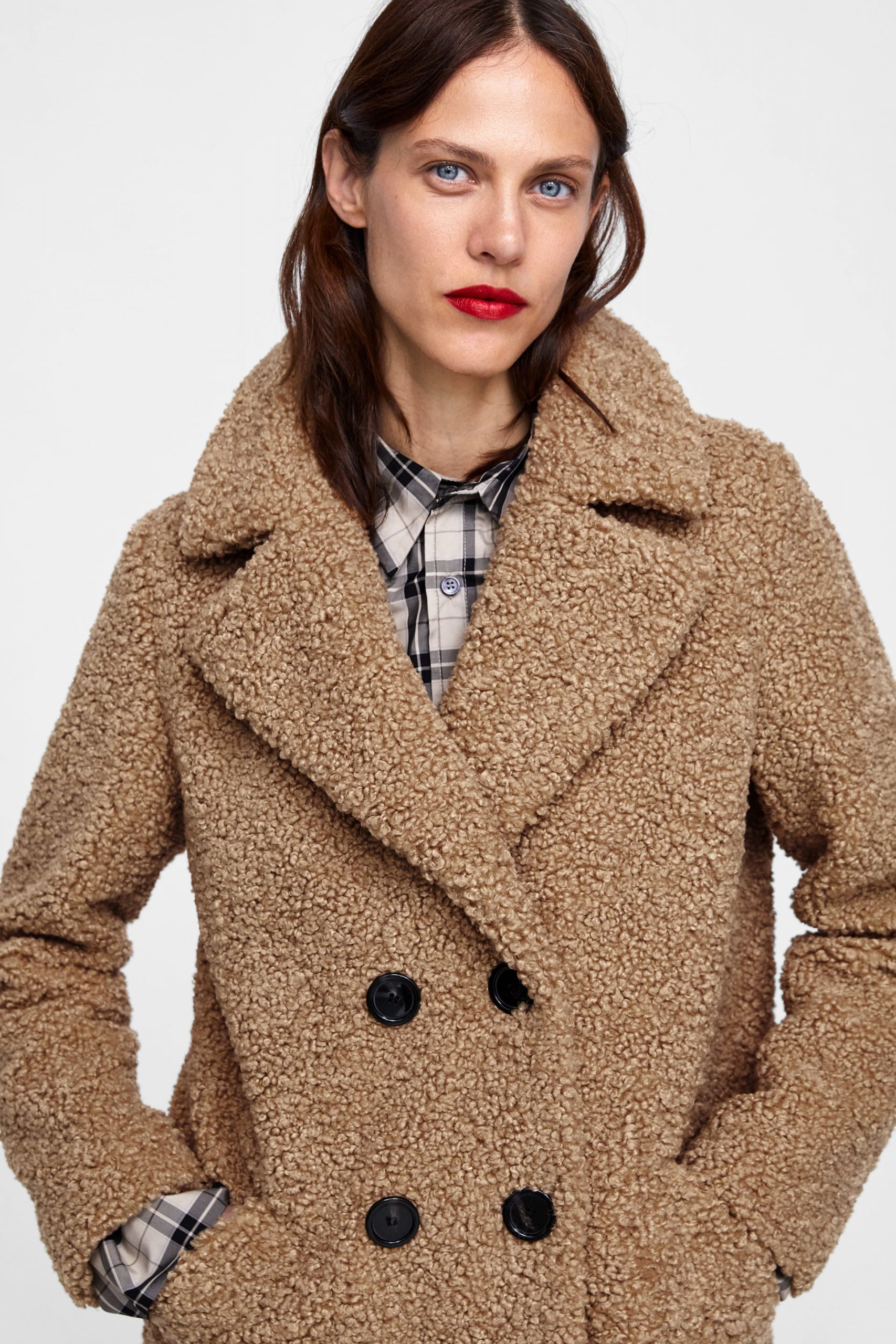 TEXTURED FAUX SHEARLING COAT_1 image