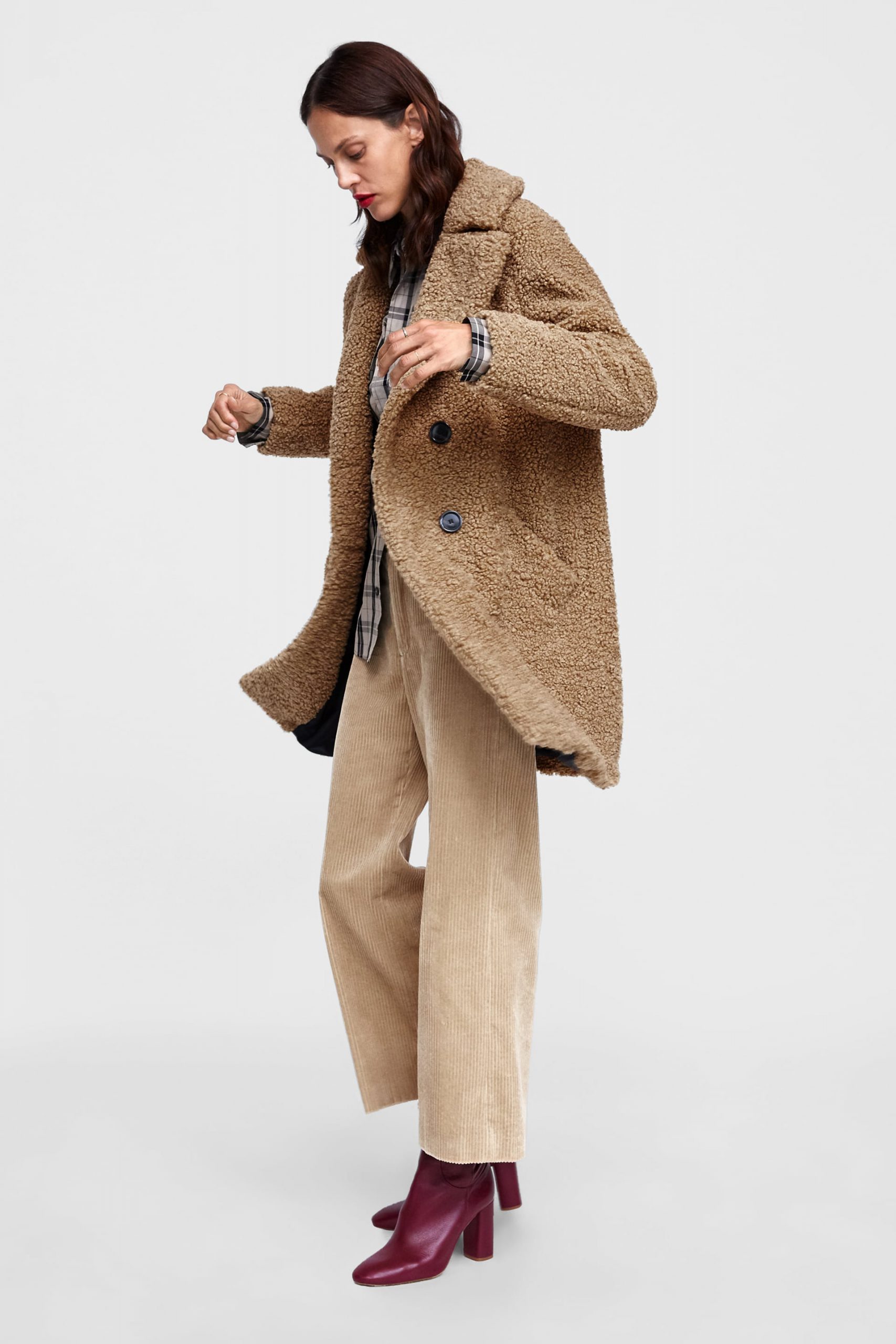 TEXTURED FAUX SHEARLING COAT_4 image